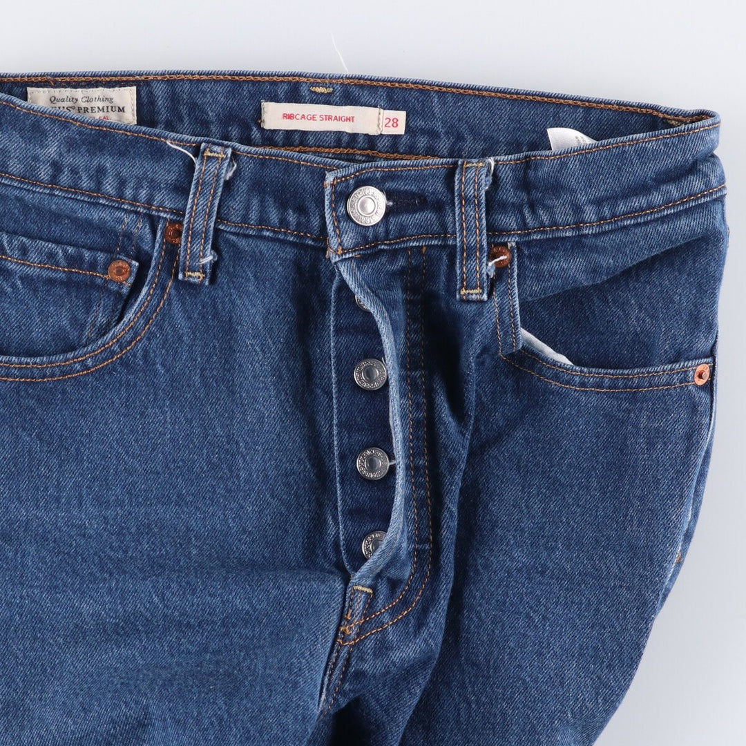 Levi's Premium Rib Cage Straight Denim Pants, Women's Size L (W27) cotton blue type Vintage Second Hand