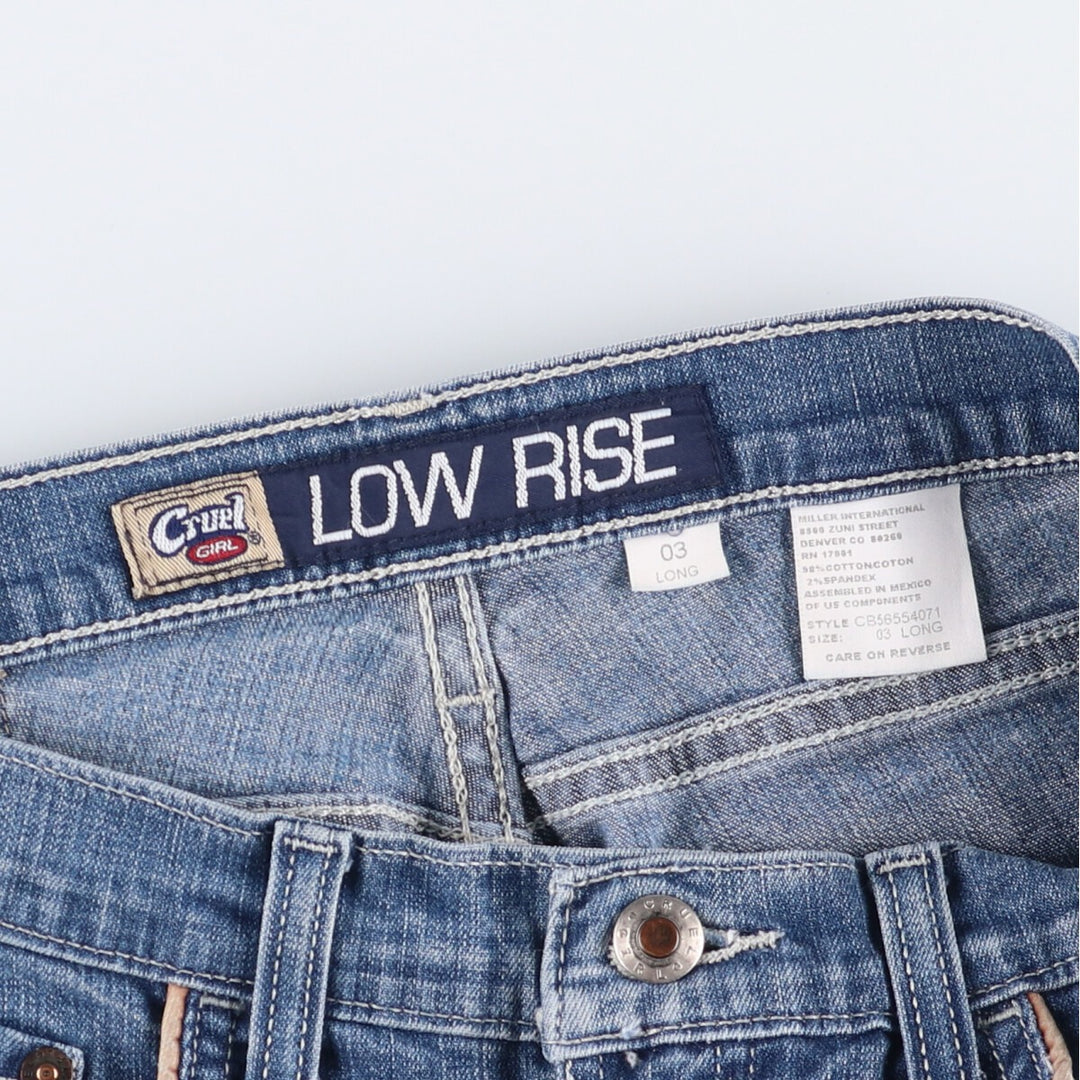 Cruel Girl Low Rize Flare Cut Denim Pants, Women's Size L (W29) cotton blue type Vintage Second Hand