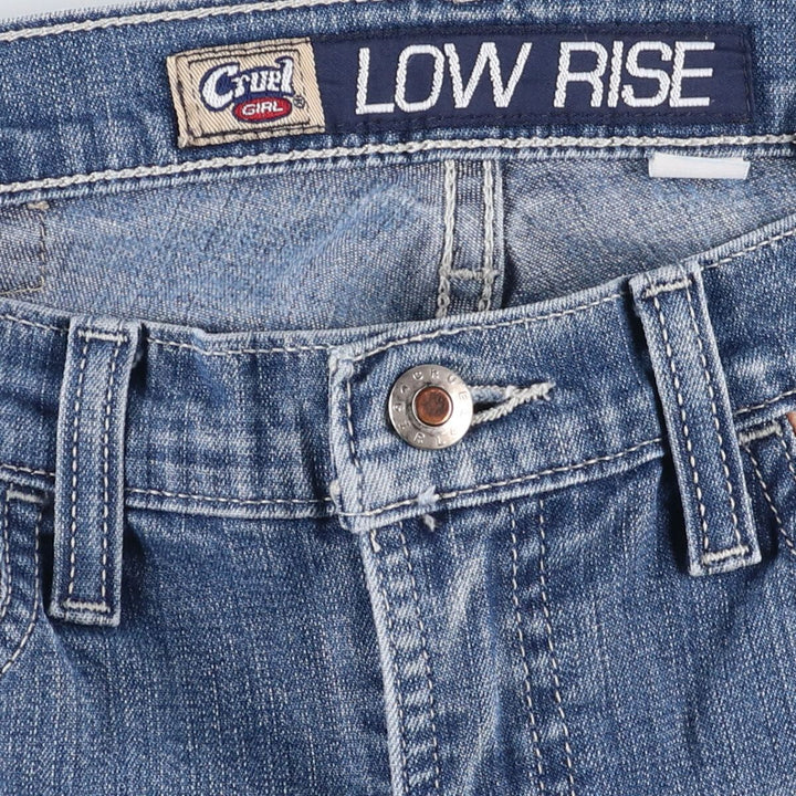 Cruel Girl Low Rize Flare Cut Denim Pants, Women's Size L (W29) cotton blue type Vintage Second Hand