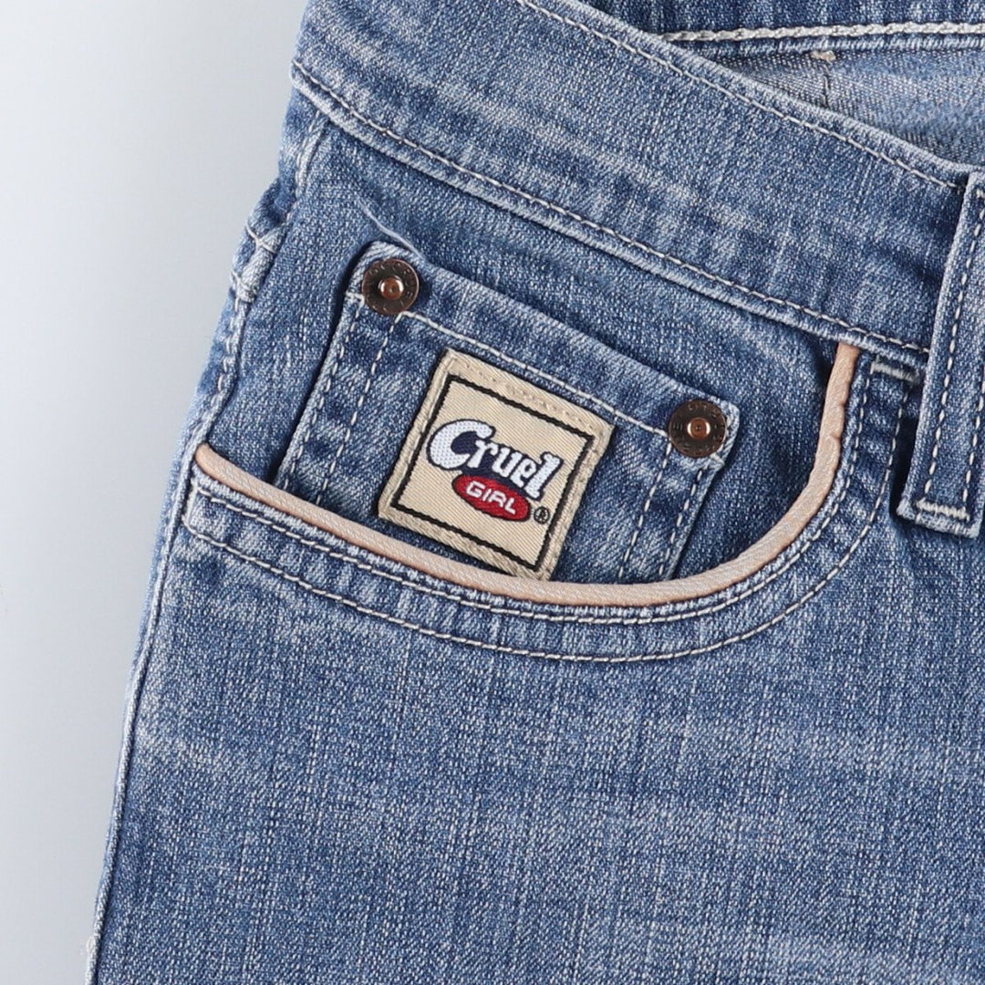 Cruel Girl Low Rize Flare Cut Denim Pants, Women's Size L (W29) cotton blue type Vintage Second Hand