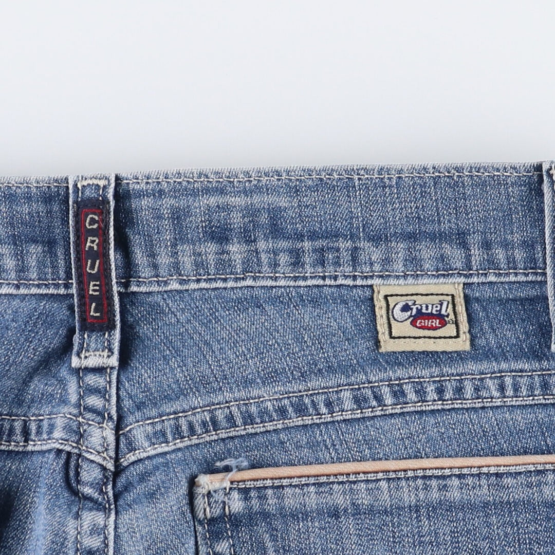 Cruel Girl Low Rize Flare Cut Denim Pants, Women's Size L (W29) cotton blue type Vintage Second Hand