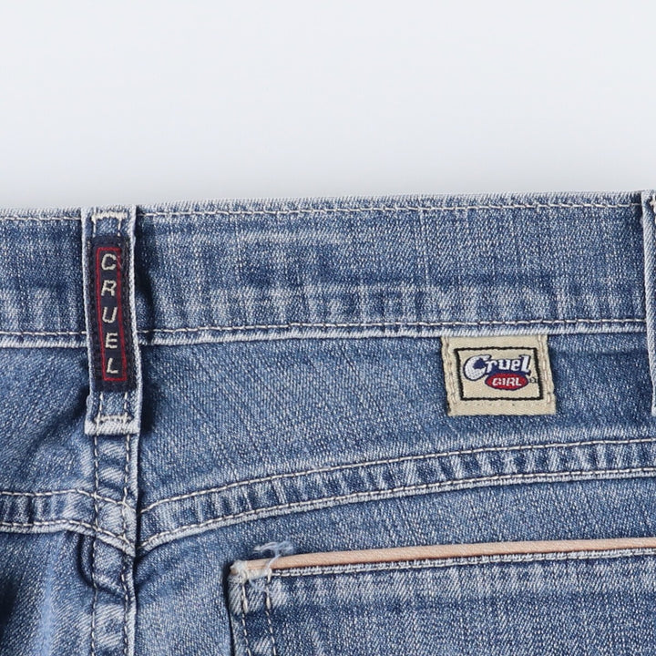 Cruel Girl Low Rize Flare Cut Denim Pants, Women's Size L (W29) cotton blue type Vintage Second Hand