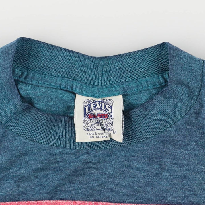 90'S Levi's Short Sleeve Printed T-Shirt, Made in USA, Men's Size Medium, Vintage cotton turquoise blue Vintage Second Hand