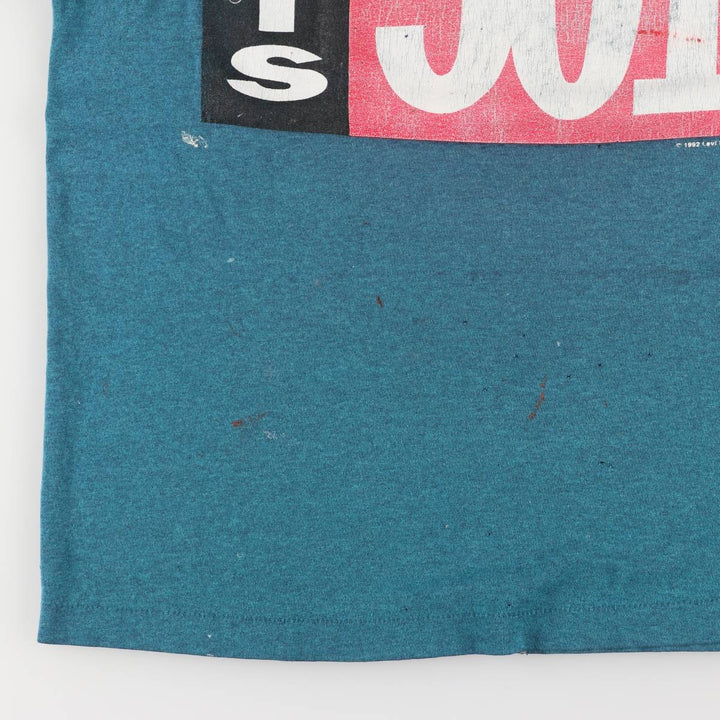 90'S Levi's Short Sleeve Printed T-Shirt, Made in USA, Men's Size Medium, Vintage cotton turquoise blue Vintage Second Hand