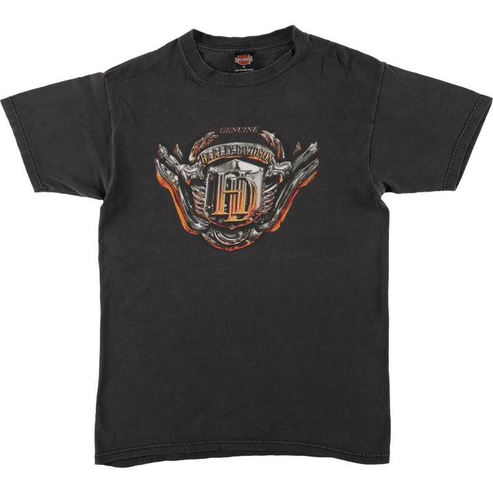 00'S Harley-Davidson Motorcycle Bike T-shirt Made in USA Men's M size cotton black type Vintage Second Hand
