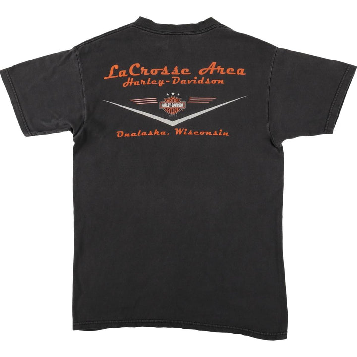 00'S Harley-Davidson Motorcycle Bike T-shirt Made in USA Men's M size cotton black type Vintage Second Hand