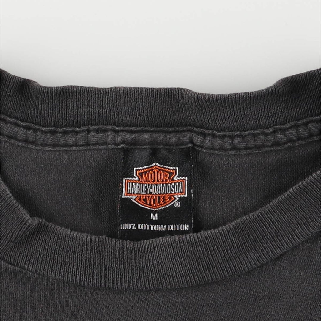 00'S Harley-Davidson Motorcycle Bike T-shirt Made in USA Men's M size cotton black type Vintage Second Hand