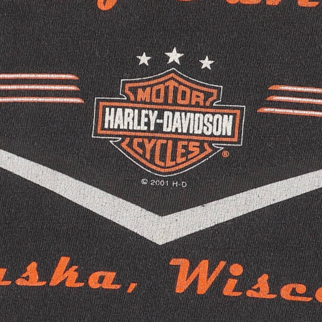 00'S Harley-Davidson Motorcycle Bike T-shirt Made in USA Men's M size cotton black type Vintage Second Hand