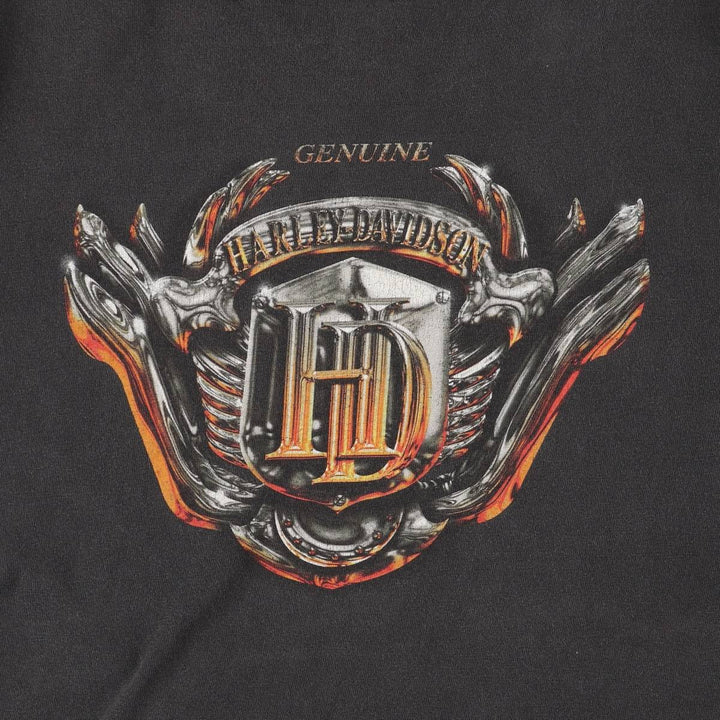 00'S Harley-Davidson Motorcycle Bike T-shirt Made in USA Men's M size cotton black type Vintage Second Hand