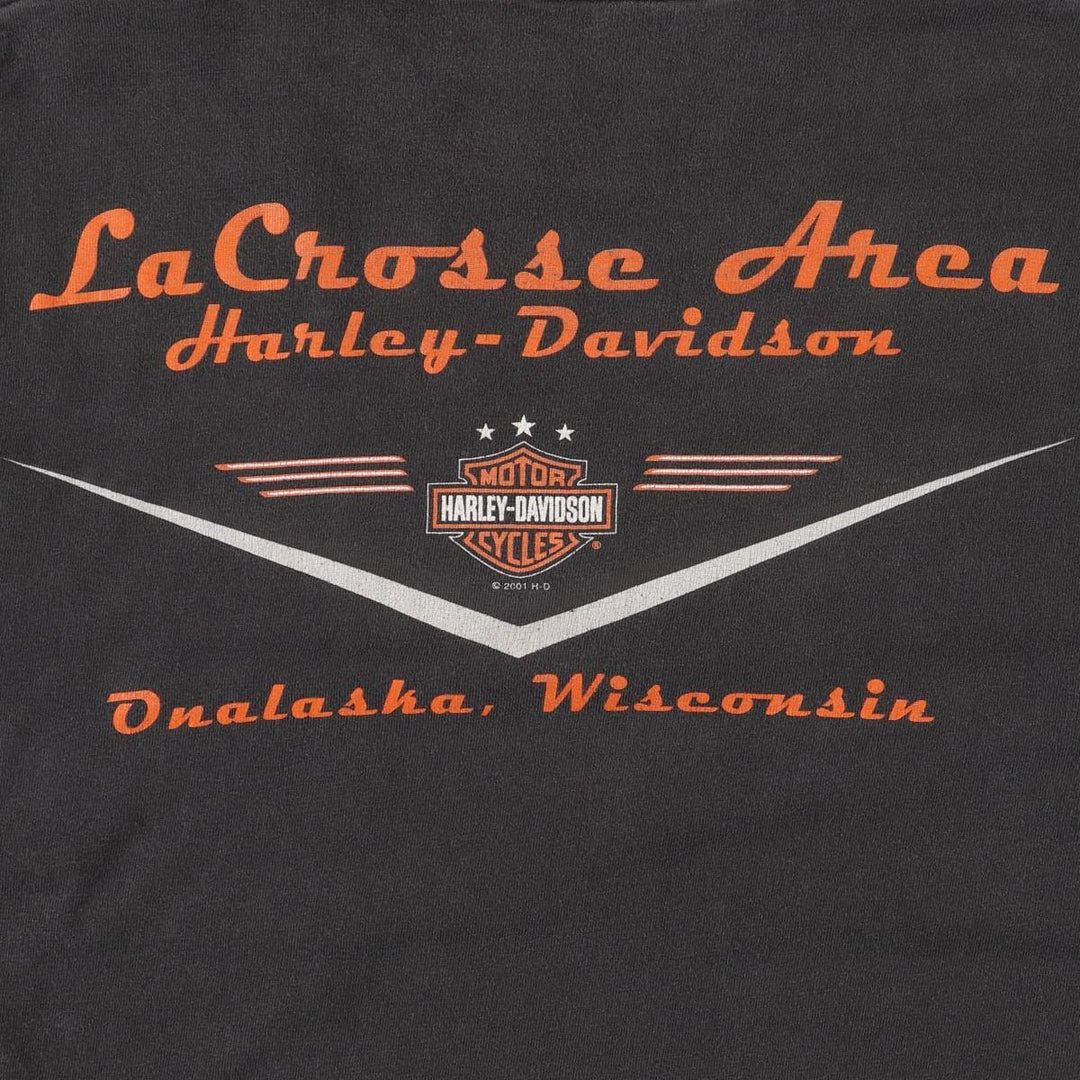 00'S Harley-Davidson Motorcycle Bike T-shirt Made in USA Men's M size cotton black type Vintage Second Hand