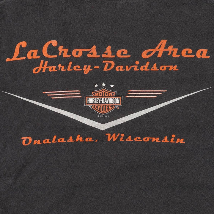 00'S Harley-Davidson Motorcycle Bike T-shirt Made in USA Men's M size cotton black type Vintage Second Hand