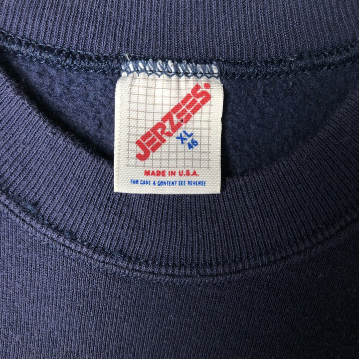 Vintage 80s-90'S Jerzees printed sweatshirt, sweatshirt, made in USA, men's XL size cotton navy blue type Vintage Second Hand