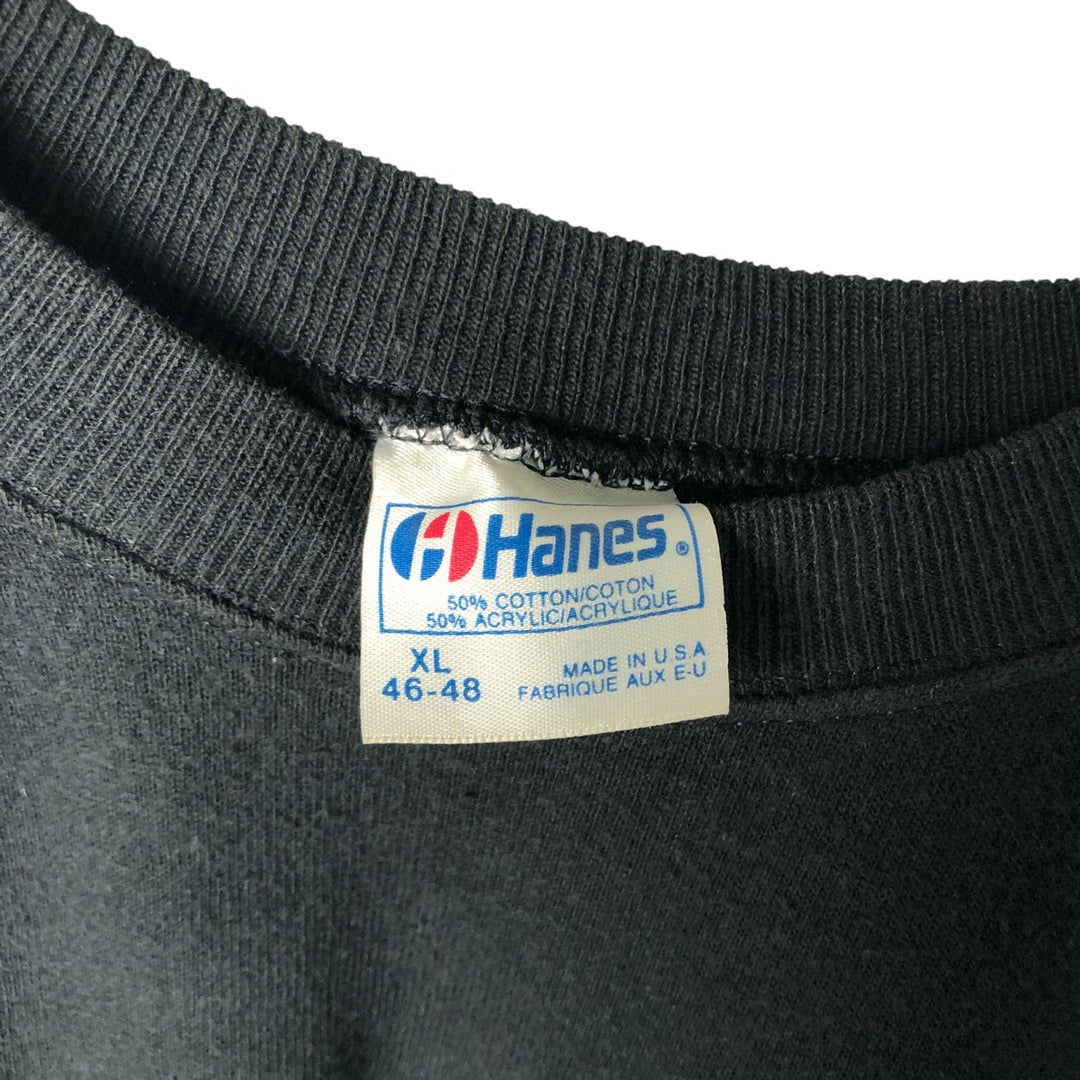 Vintage 80'S Hanes printed sweatshirt, made in USA, size XL for men cotton black type Vintage Second Hand