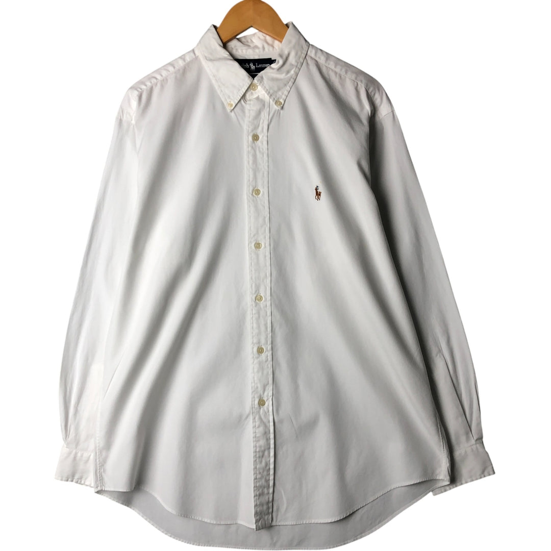 Ralph Lauren YARMOUTH long sleeve button down shirt, men's size L cotton white type Vintage Second Hand