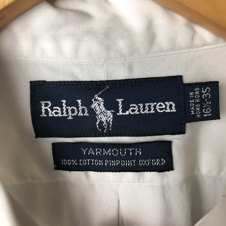 Ralph Lauren YARMOUTH long sleeve button down shirt, men's size L cotton white type Vintage Second Hand