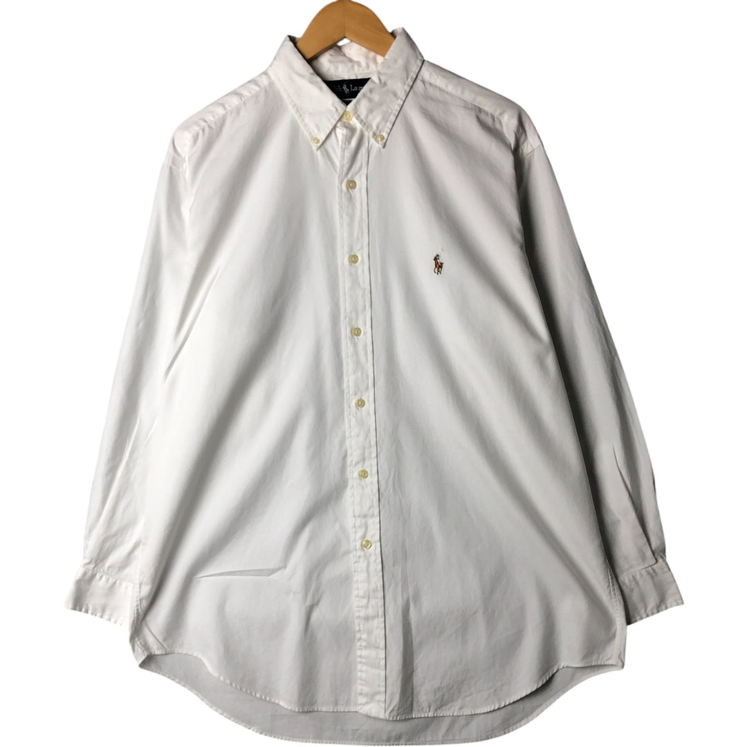 Ralph Lauren YARMOUTH long sleeve button down shirt, men's size L cotton white type Vintage Second Hand