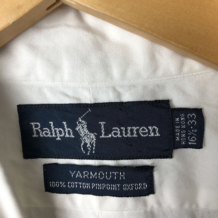 Ralph Lauren YARMOUTH long sleeve button down shirt, men's size L cotton white type Vintage Second Hand