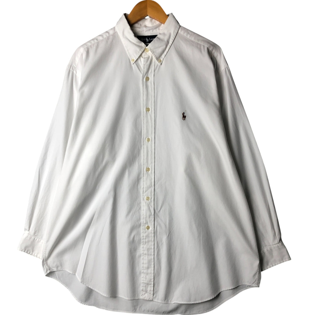 Ralph Lauren YARMOUTH long sleeve button down shirt, men's XL size cotton white type Vintage Second Hand