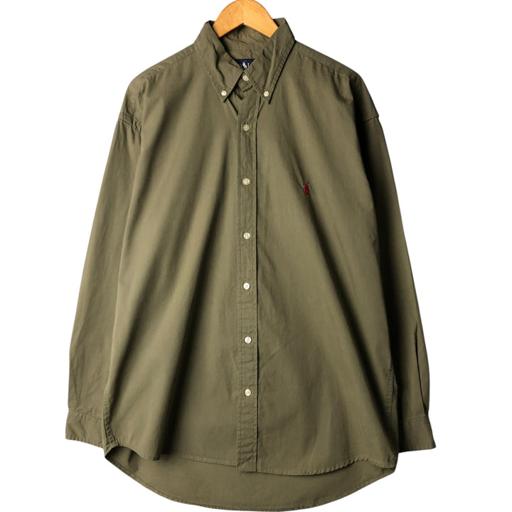 Ralph Lauren BLAKE long sleeve button down shirt, men's XL size cotton Khaki type Vintage Second Hand