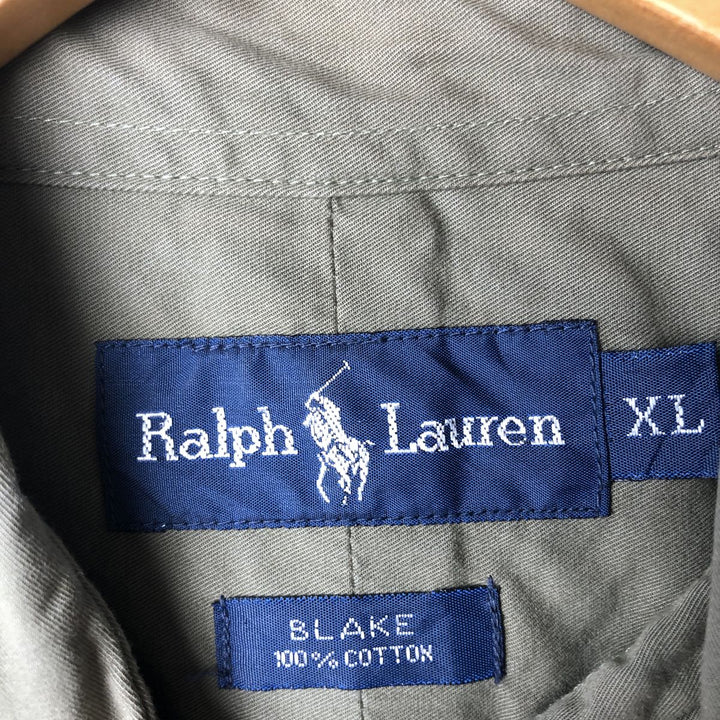 Ralph Lauren BLAKE long sleeve button down shirt, men's XL size cotton Khaki type Vintage Second Hand