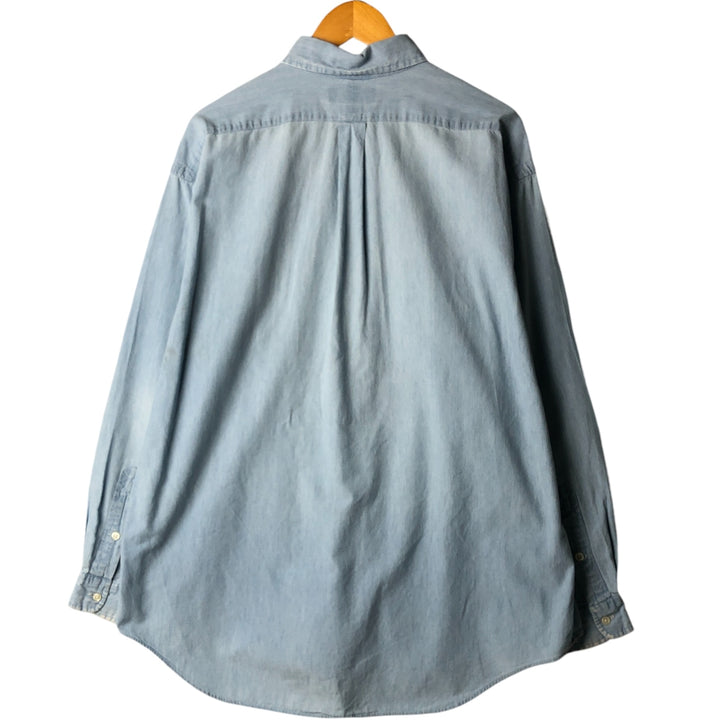 Ralph Lauren BIG SHIRT Long sleeve button down shirt Men's size L cotton Blue type light blue Vintage Second Hand