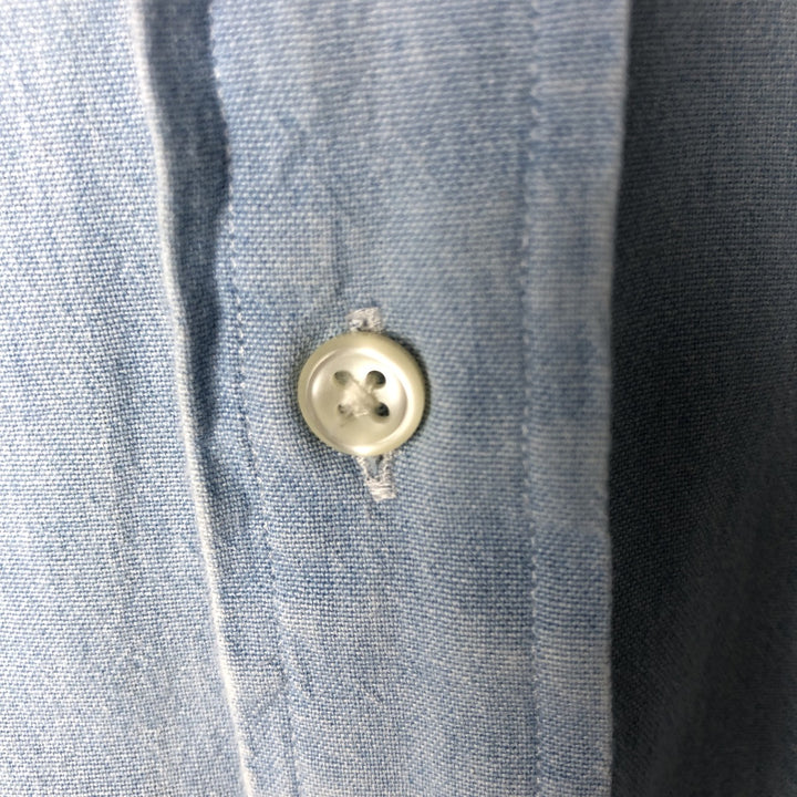 Ralph Lauren BIG SHIRT Long sleeve button down shirt Men's size L cotton Blue type light blue Vintage Second Hand