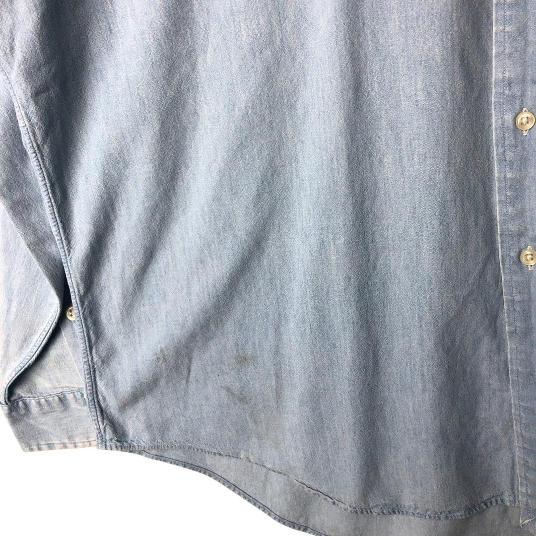 Ralph Lauren BIG SHIRT Long sleeve button down shirt Men's size L cotton Blue type light blue Vintage Second Hand