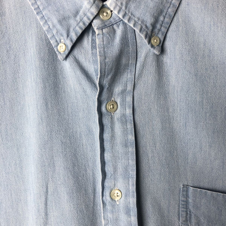 Ralph Lauren BIG SHIRT Long sleeve button down shirt Men's size L cotton Blue type light blue Vintage Second Hand