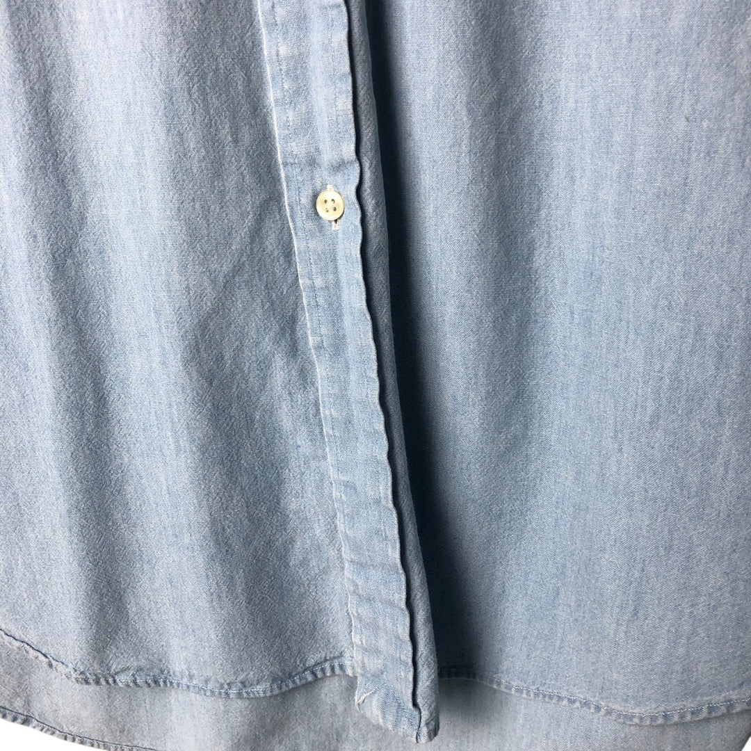 Ralph Lauren BIG SHIRT Long sleeve button down shirt Men's size L cotton Blue type light blue Vintage Second Hand