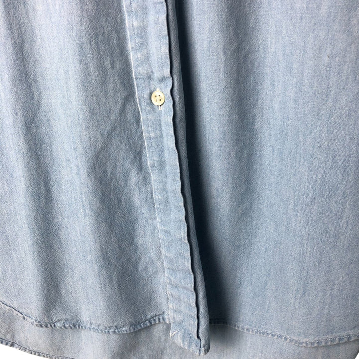 Ralph Lauren BIG SHIRT Long sleeve button down shirt Men's size L cotton Blue type light blue Vintage Second Hand