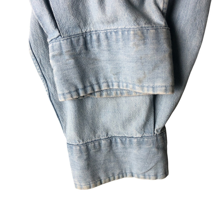 Ralph Lauren BIG SHIRT Long sleeve button down shirt Men's size L cotton Blue type light blue Vintage Second Hand