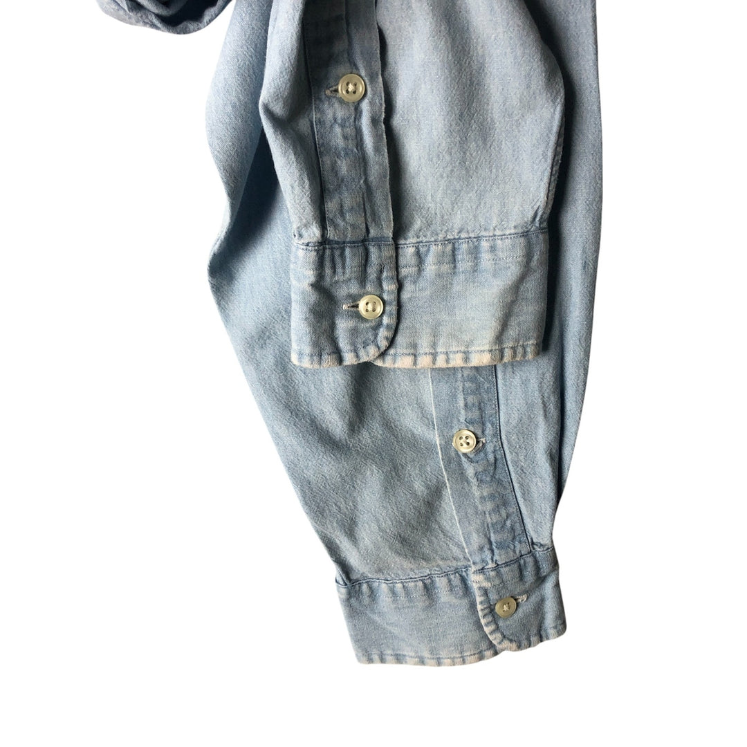 Ralph Lauren BIG SHIRT Long sleeve button down shirt Men's size L cotton Blue type light blue Vintage Second Hand