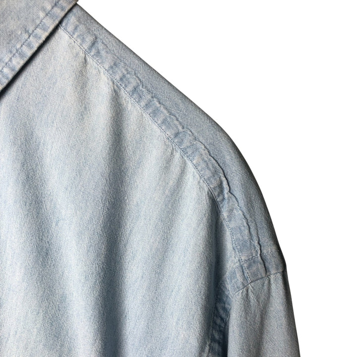 Ralph Lauren BIG SHIRT Long sleeve button down shirt Men's size L cotton Blue type light blue Vintage Second Hand