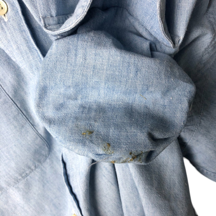 Vintage 90'S Ralph Lauren POLO by Ralph Lauren long-sleeved cotton shirt, Made in USA, Men's XL cotton Blue type light blue Vintage Second Hand