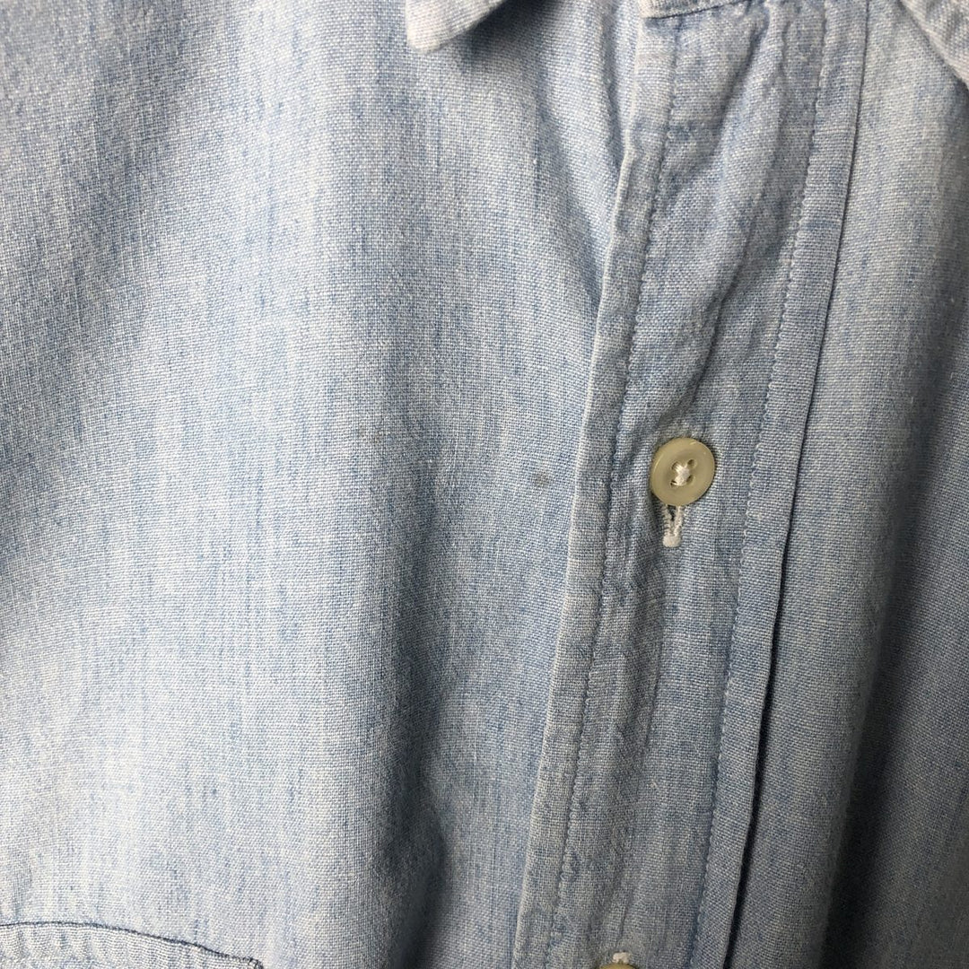 Vintage 90'S Ralph Lauren POLO by Ralph Lauren long-sleeved cotton shirt, Made in USA, Men's XL cotton Blue type light blue Vintage Second Hand