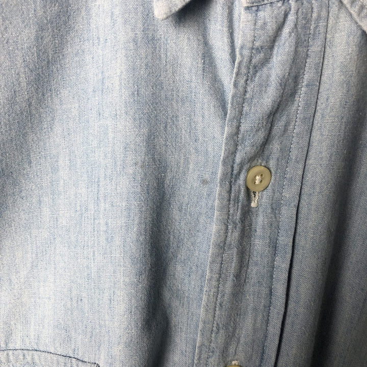 Vintage 90'S Ralph Lauren POLO by Ralph Lauren long-sleeved cotton shirt, Made in USA, Men's XL cotton Blue type light blue Vintage Second Hand
