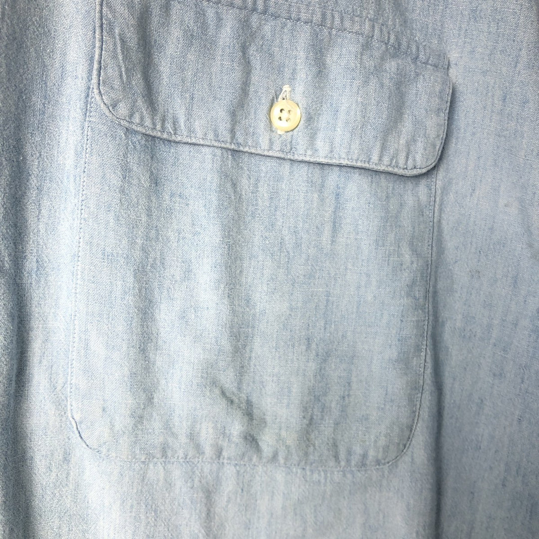 Vintage 90'S Ralph Lauren POLO by Ralph Lauren long-sleeved cotton shirt, Made in USA, Men's XL cotton Blue type light blue Vintage Second Hand