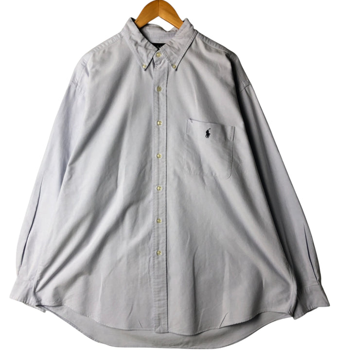 Ralph Lauren BIG SHIRT Long sleeve button down shirt Men's XL size cotton blue type Vintage Second Hand