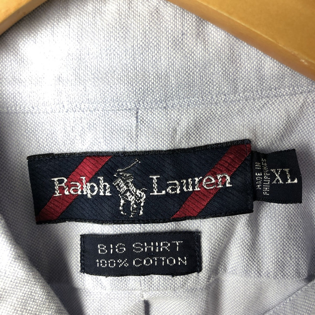 Ralph Lauren BIG SHIRT Long sleeve button down shirt Men's XL size cotton blue type Vintage Second Hand