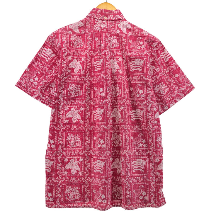 90'S Reyn Spooner Lahaina Sailor Button-Down Hawaiian Aloha Shirt, Made in USA, Men's Size Small, with Swimsuit Tag and Bikini Tag. cotton red type Vintage Second Hand