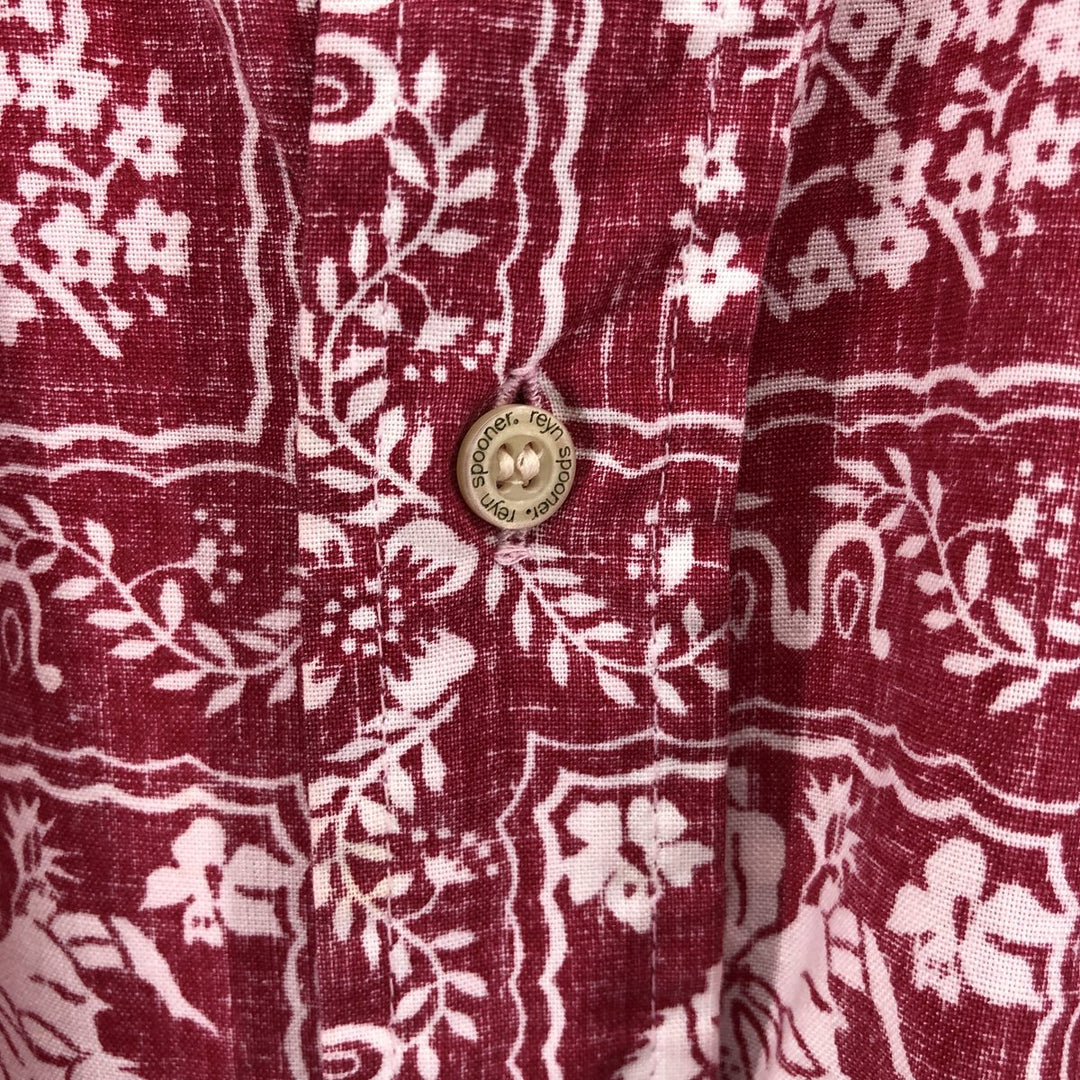90'S Reyn Spooner Lahaina Sailor Button-Down Hawaiian Aloha Shirt, Made in USA, Men's Size Small, with Swimsuit Tag and Bikini Tag. cotton red type Vintage Second Hand