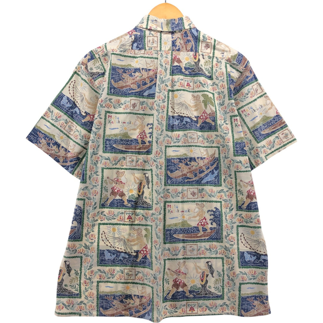Reyn Spooner Christmas Limited Edition All-Over Print Button-Down Hawaiian Aloha Shirt, Box Shirt, Made in Hawaii, Men's Medium cotton ivory Vintage Second Hand