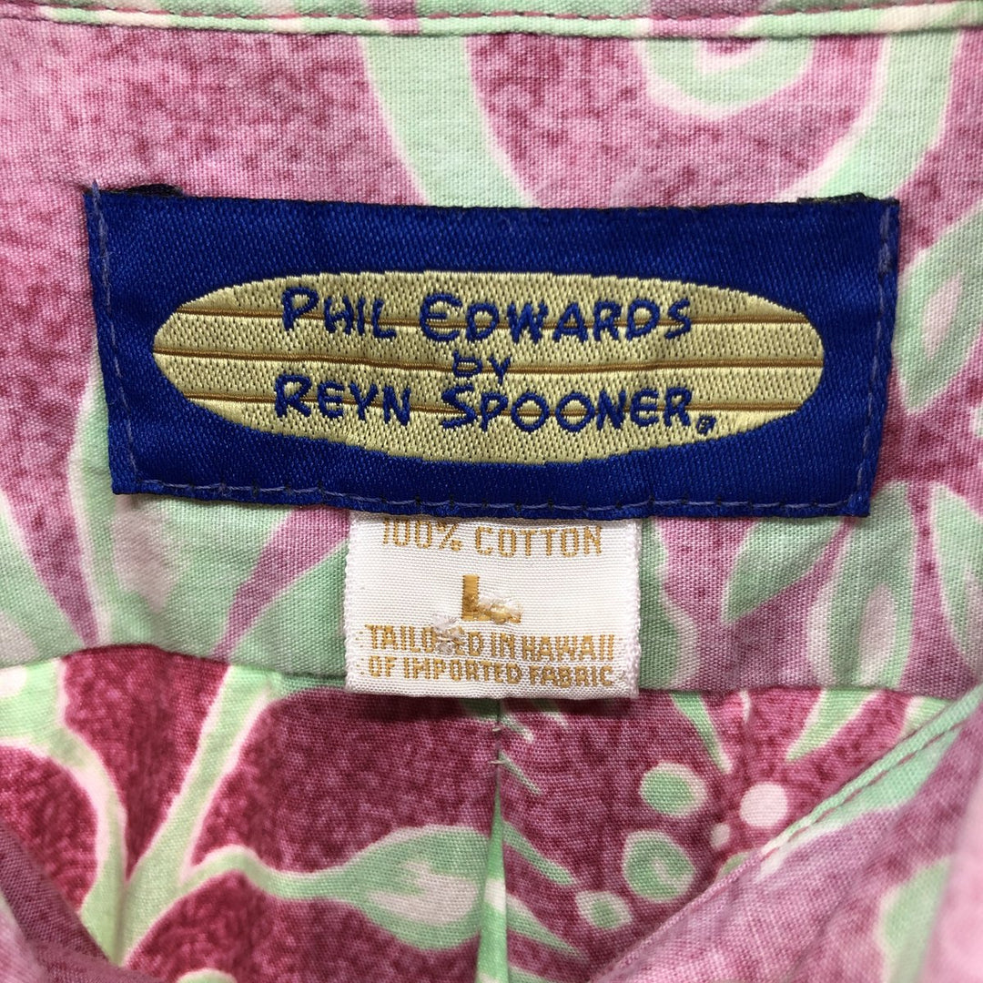 Reyn Spooner Phil Edwards Floral Button-Down Hawaiian Aloha Shirt, Boxy, Made in Hawaii, Men's Size L cotton pink type Vintage Second Hand