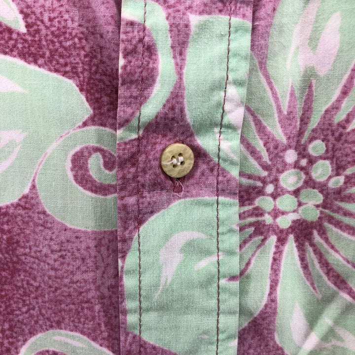 Reyn Spooner Phil Edwards Floral Button-Down Hawaiian Aloha Shirt, Boxy, Made in Hawaii, Men's Size L cotton pink type Vintage Second Hand