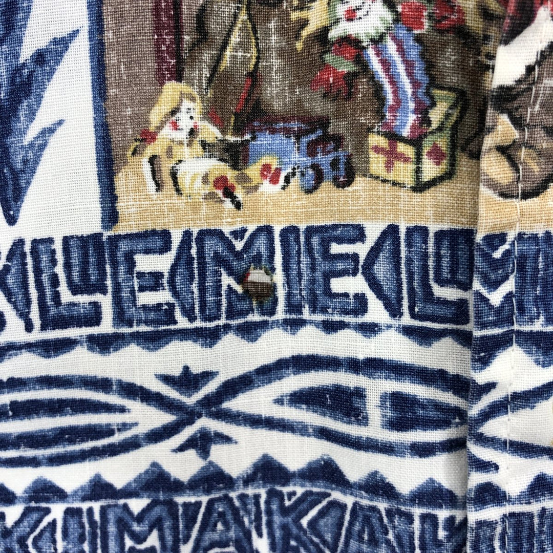 Reyn Spooner Christmas Limited Edition All-Over Print Pullover Button-Down Aloha Shirt, Box Shirt, Made in Hawaii cotton blue type Vintage Second Hand