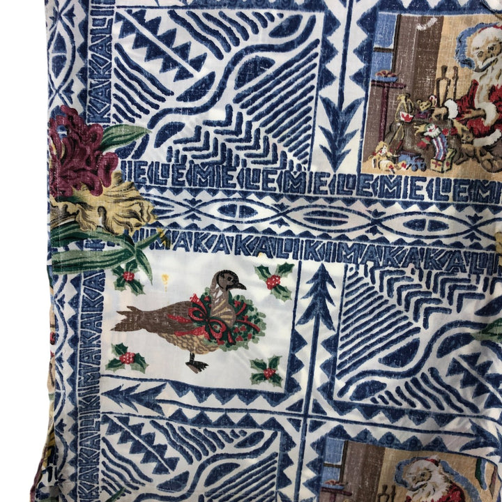 Reyn Spooner Christmas Limited Edition All-Over Print Pullover Button-Down Aloha Shirt, Box Shirt, Made in Hawaii cotton blue type Vintage Second Hand