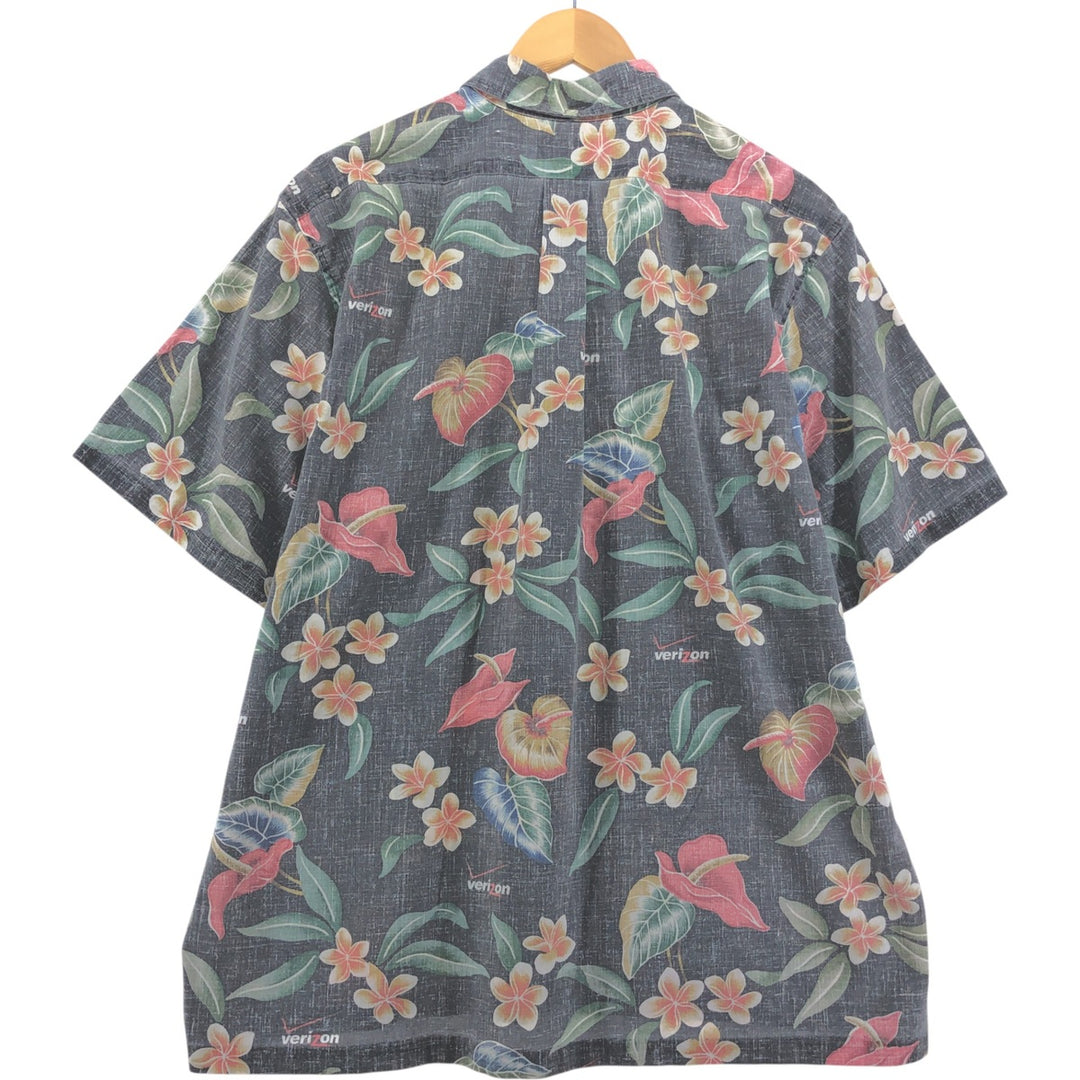 90'S Reyn Spooner Swimsuit Tag, Bikini Tag, Floral Print Button-Down Hawaiian Aloha Shirt, Box Shirt, Made in Hawaii cotton gray type Vintage Second Hand