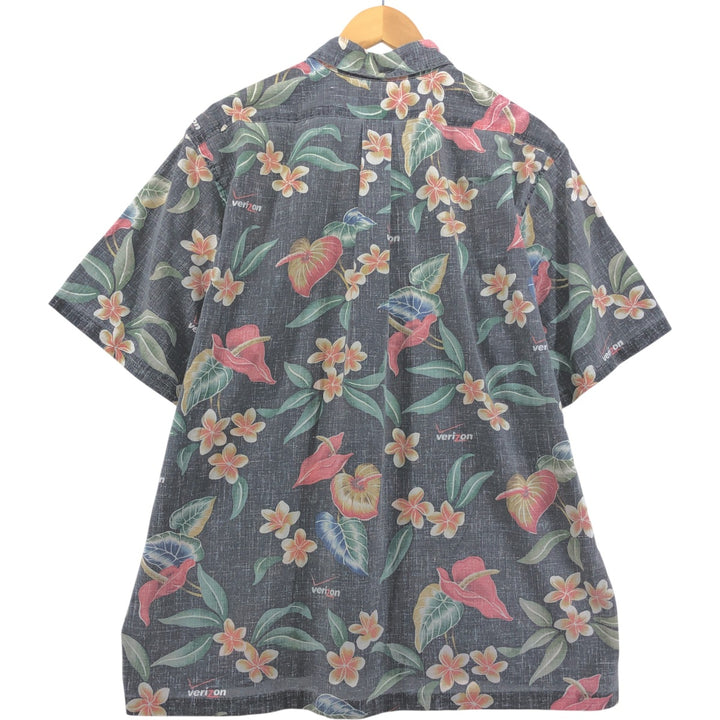 90'S Reyn Spooner Swimsuit Tag, Bikini Tag, Floral Print Button-Down Hawaiian Aloha Shirt, Box Shirt, Made in Hawaii cotton gray type Vintage Second Hand