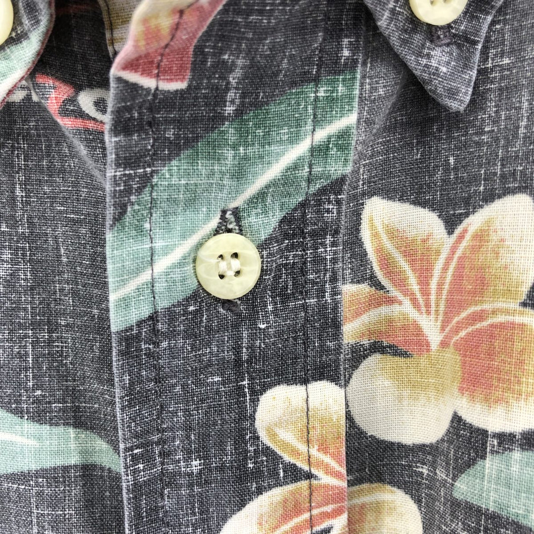 90'S Reyn Spooner Swimsuit Tag, Bikini Tag, Floral Print Button-Down Hawaiian Aloha Shirt, Box Shirt, Made in Hawaii cotton gray type Vintage Second Hand