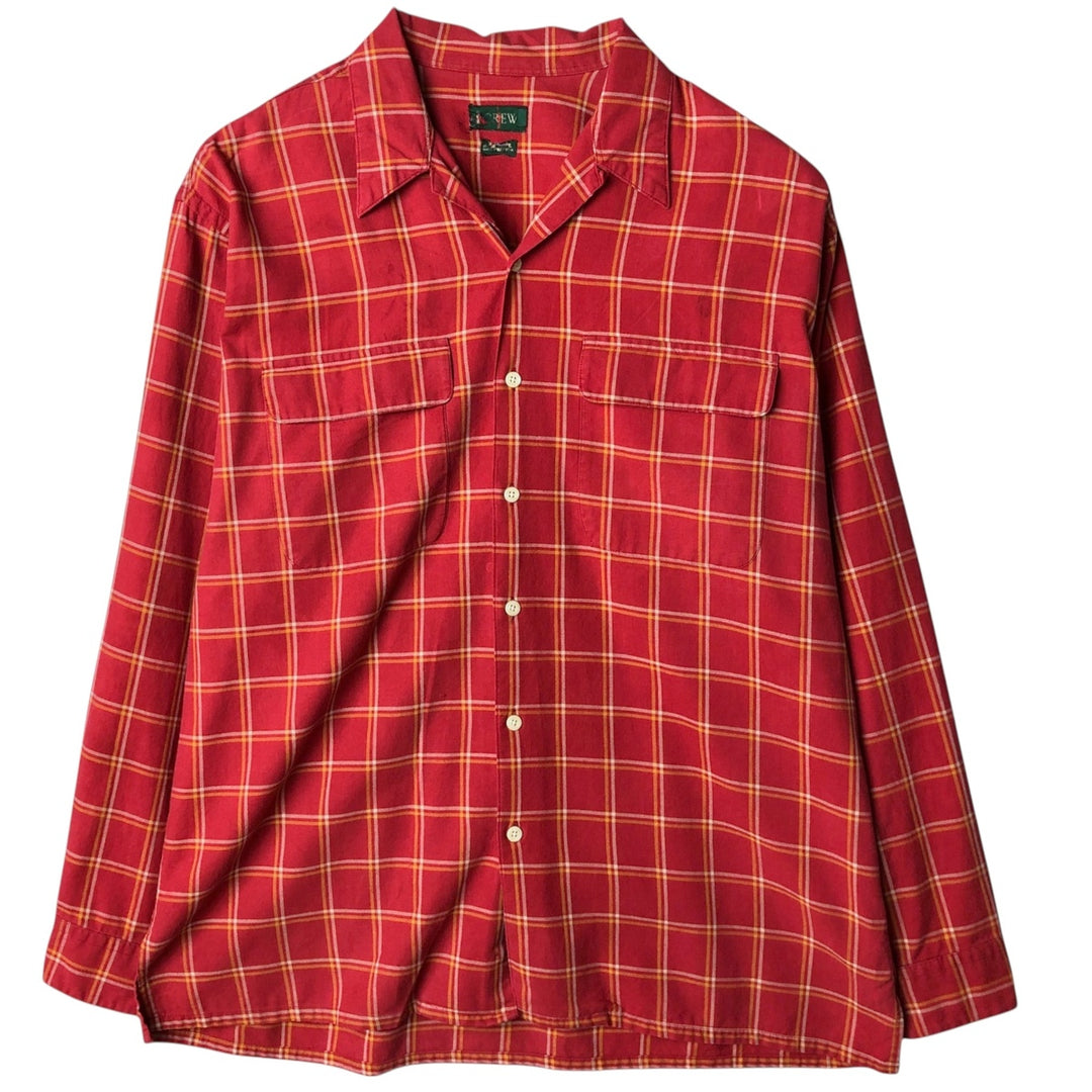 J.Crew Long Sleeve Light Flannel Check Shirt, Men's Size Medium unclear red type Vintage Second Hand